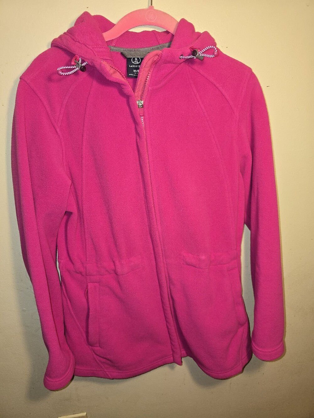 Lands' End Bright Pink Fleece Hooded Jacket